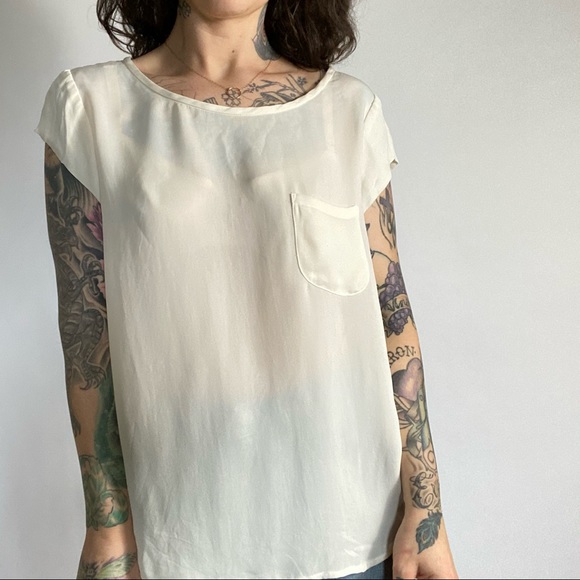 JOIE Silk Rancher Top Ivory Cream Medium - Picture 2 of 11